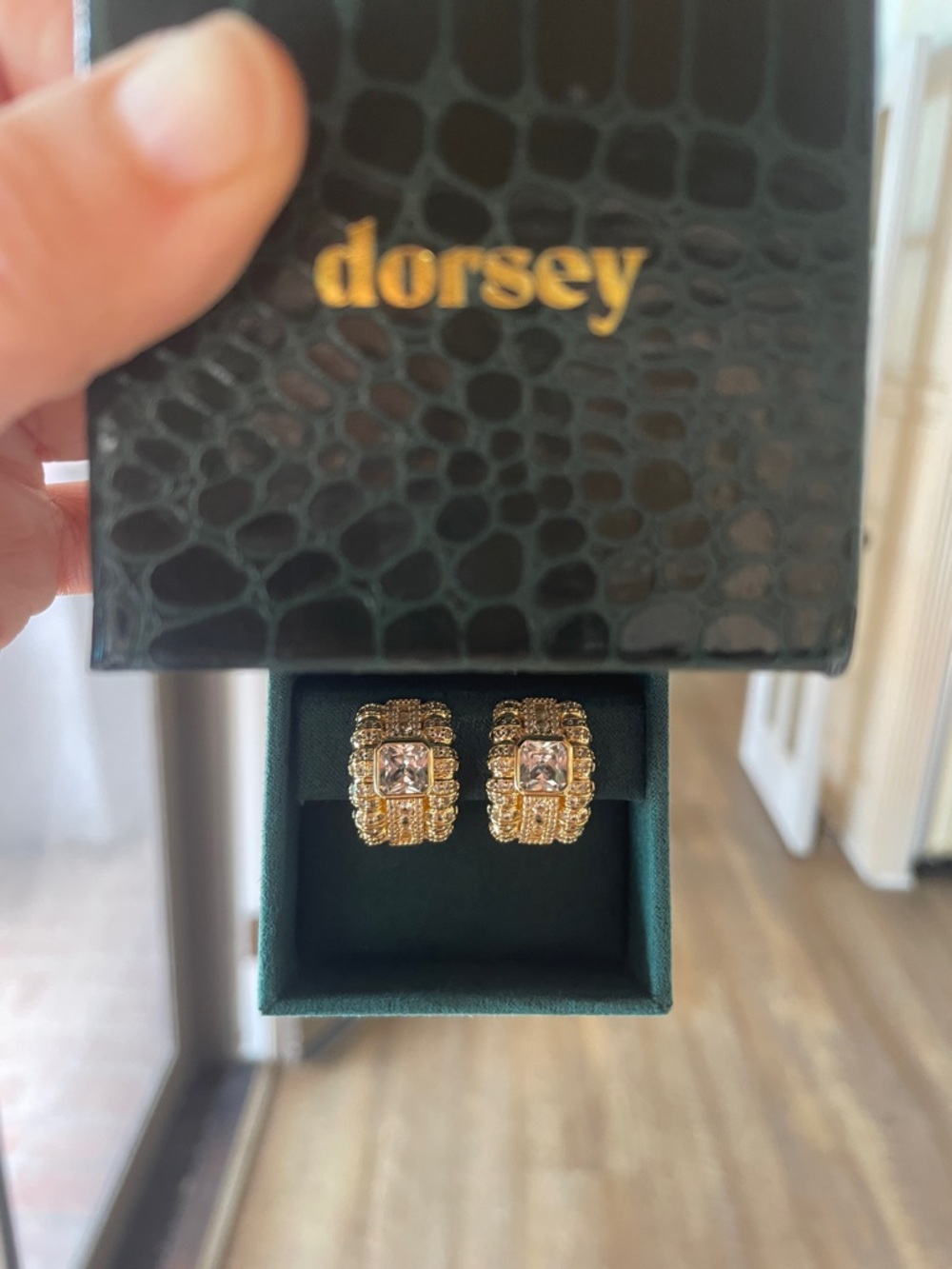 Dorsey Gold Crystal Square Cluster Earrings